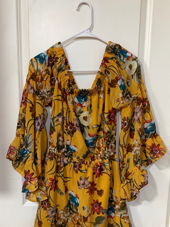 Blush Dresses & Skirts - Blush Mustard Yellow Floral Mini Dress